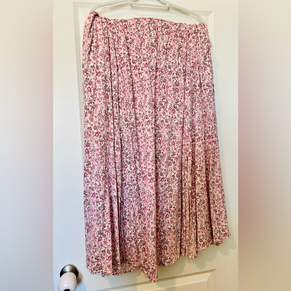 Maxi Gauze Off Shoulder Split Skirt Two Piece Set Pink Floral - Picture 3 of 4